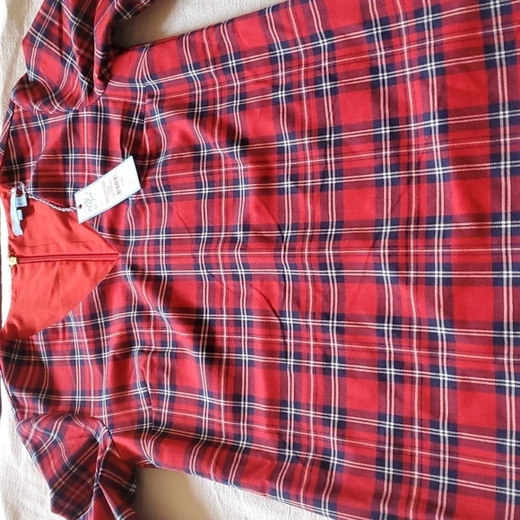 Draper James Lipstick Red Multi Angie Check Ruffle Sleeve Shift Lined Sz 0 Dress - Picture 7 of 13